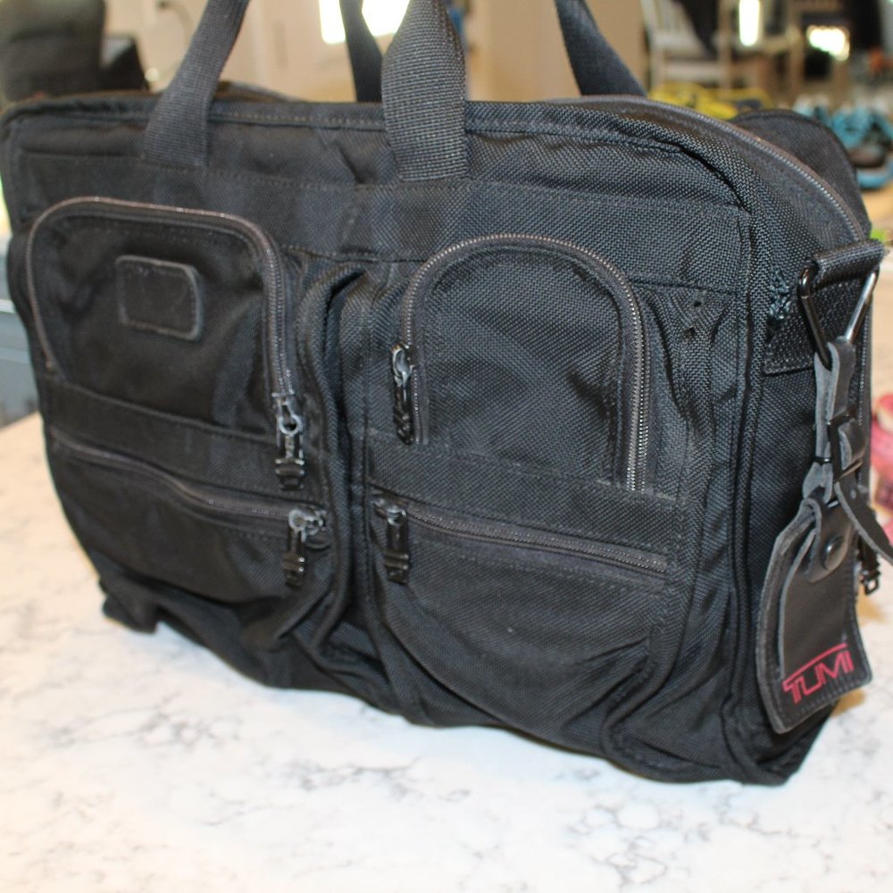 Tumi Black Ballistic Nylon Expandable  Laptop Bag